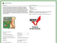 Tablet Screenshot of beefcutoutcalculator.agsci.colostate.edu